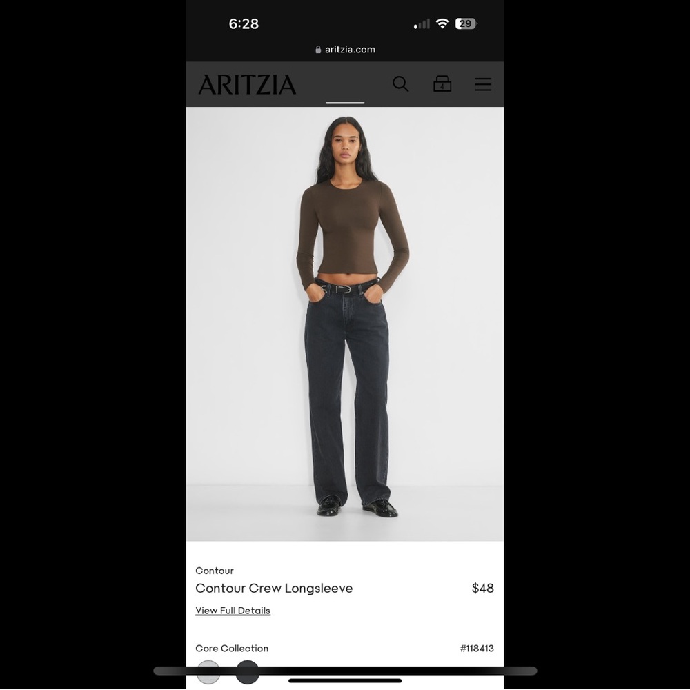 Aritzia Contour Crew Longsleeve in Brown